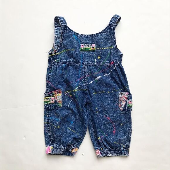 Vintage Vinys Jean paint splatter overalls jumper VGUC tagged as 5-6Y fits 2/3T - Picture 6 of 10